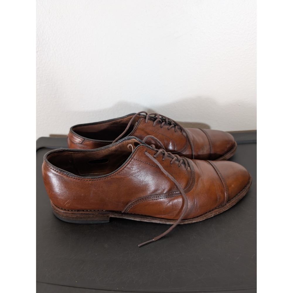 Allen Edmonds Men's 9.5 Park Avenue Brown Leather Cap Toe Oxford Dress Shoes